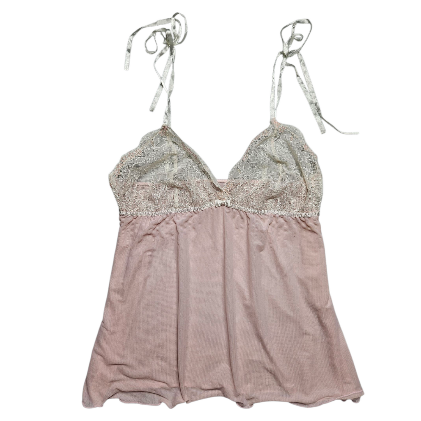 Haut en voile et dentelle rose et blanc