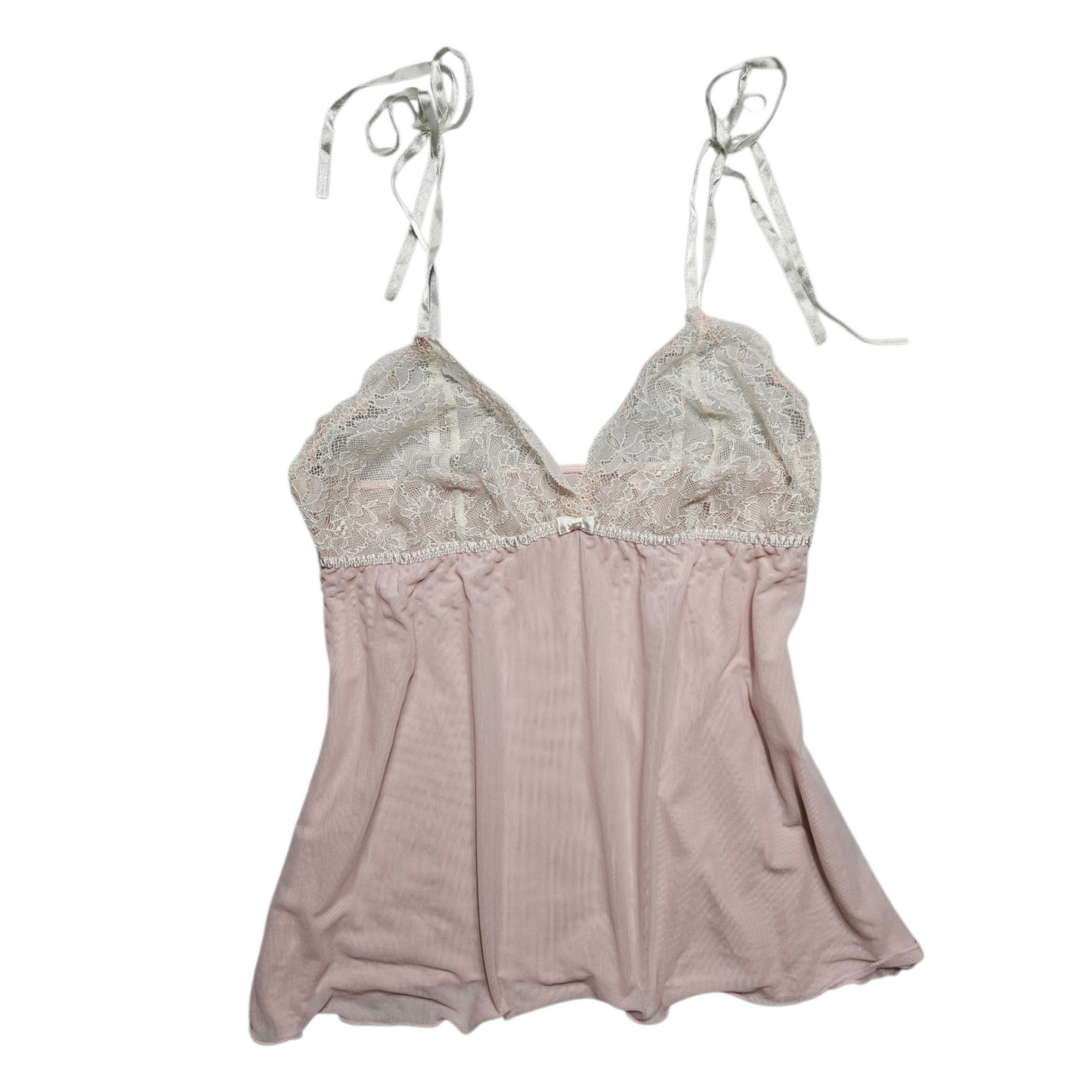 Haut en voile et dentelle rose et blanc