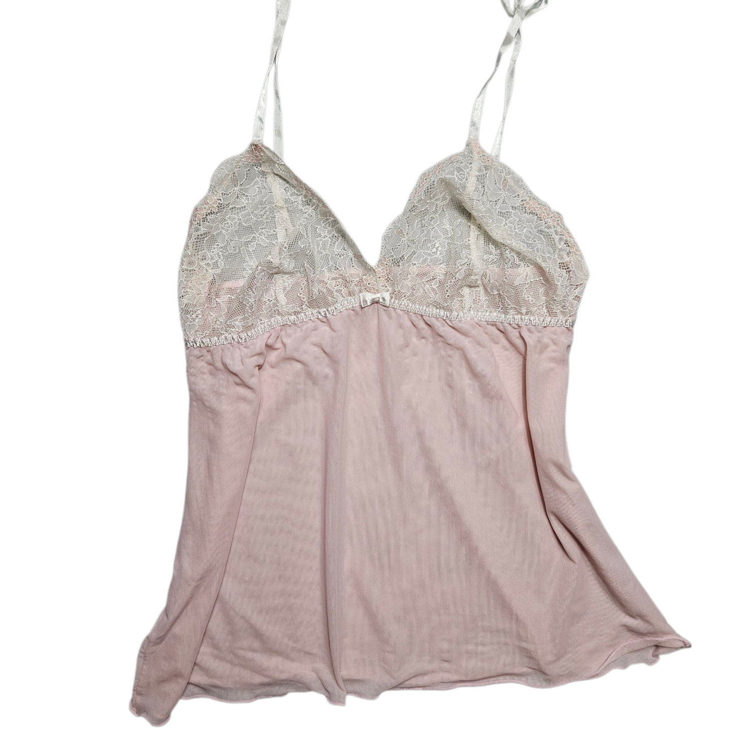 Haut en voile et dentelle rose et blanc