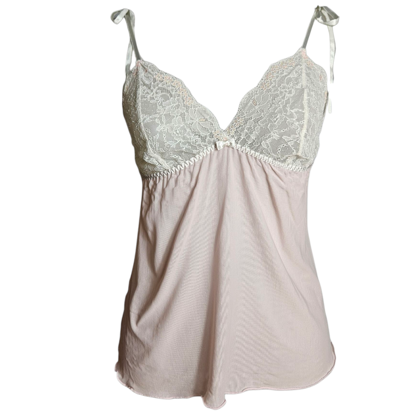 Haut en voile et dentelle rose et blanc