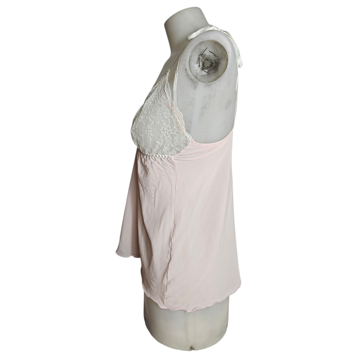 Haut en voile et dentelle rose et blanc
