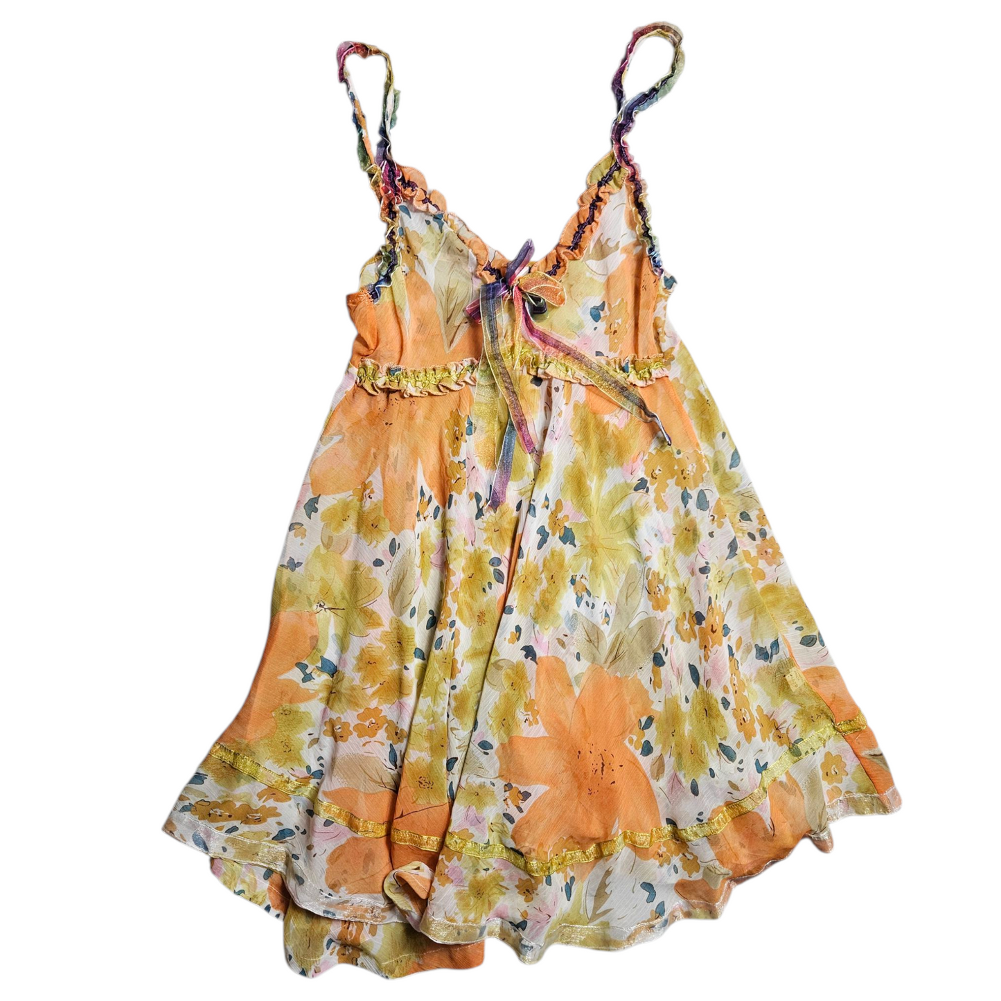 Robe babydoll en voile orange