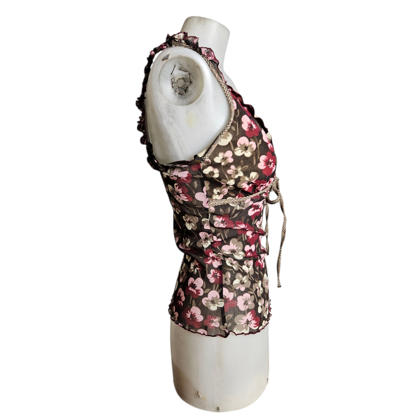 Haut en voile motif floral