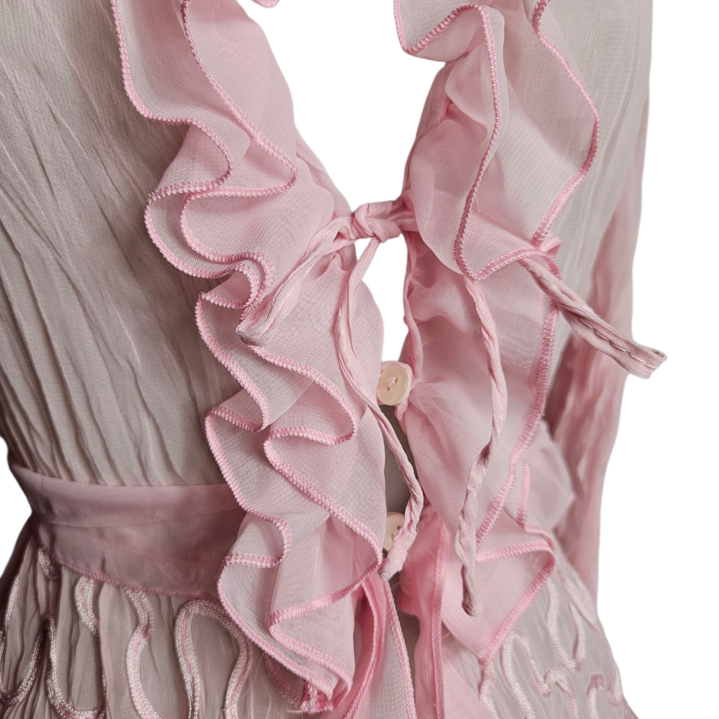 Voile blouse with integrated belt