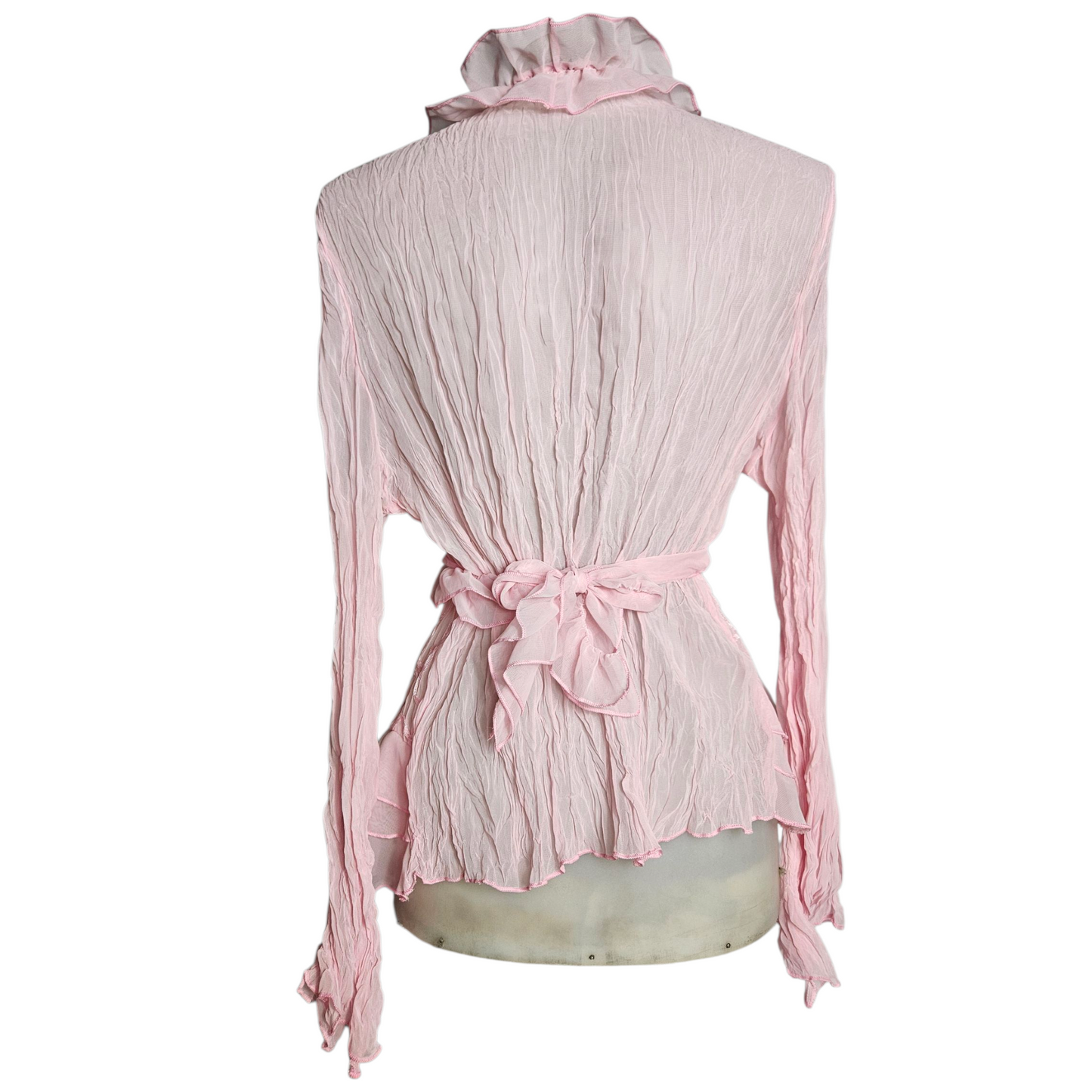 Voile blouse with integrated belt