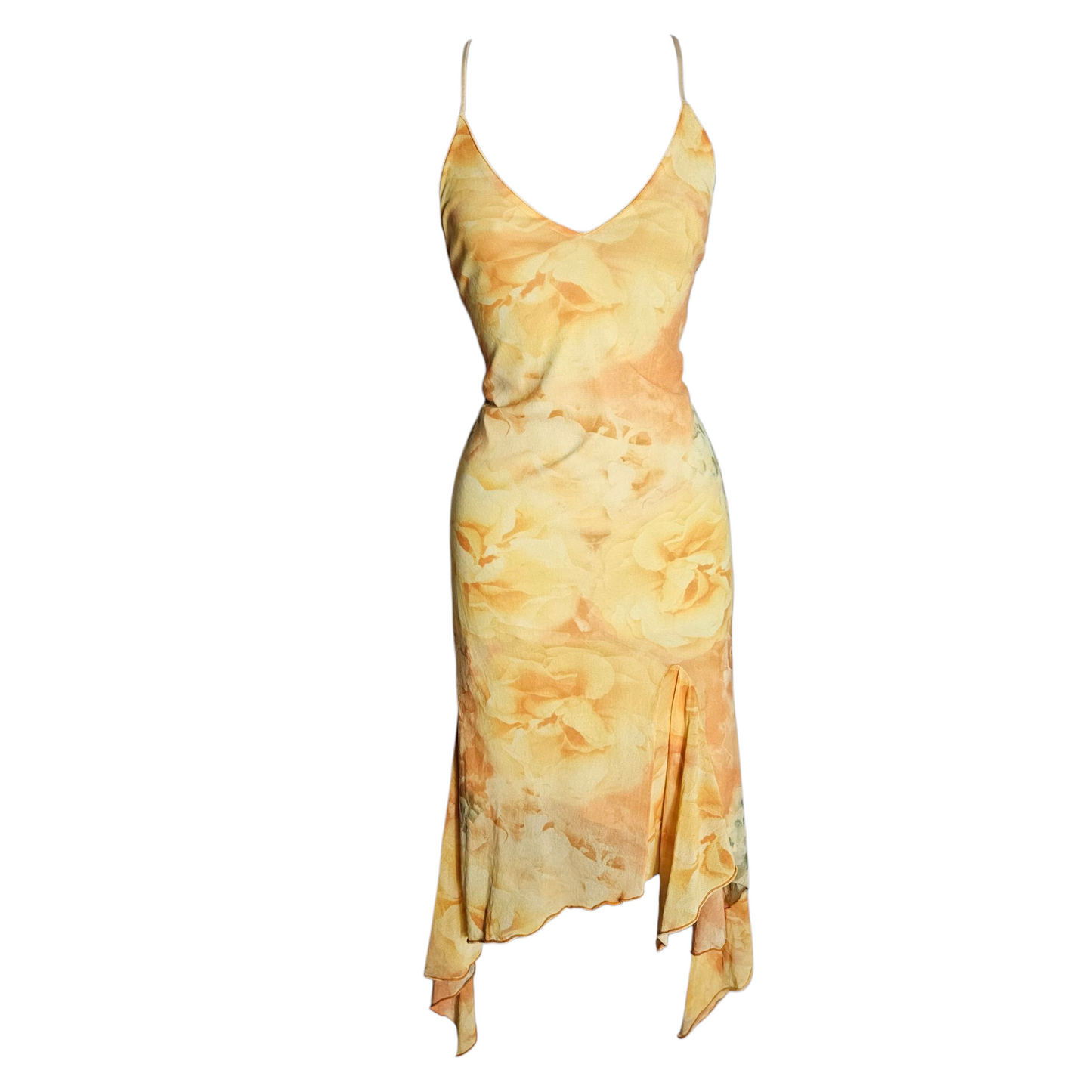 Robe asymétrique en voile dos nu