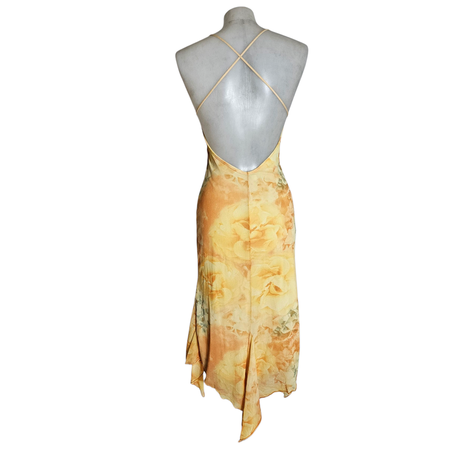 Robe asymétrique en voile dos nu