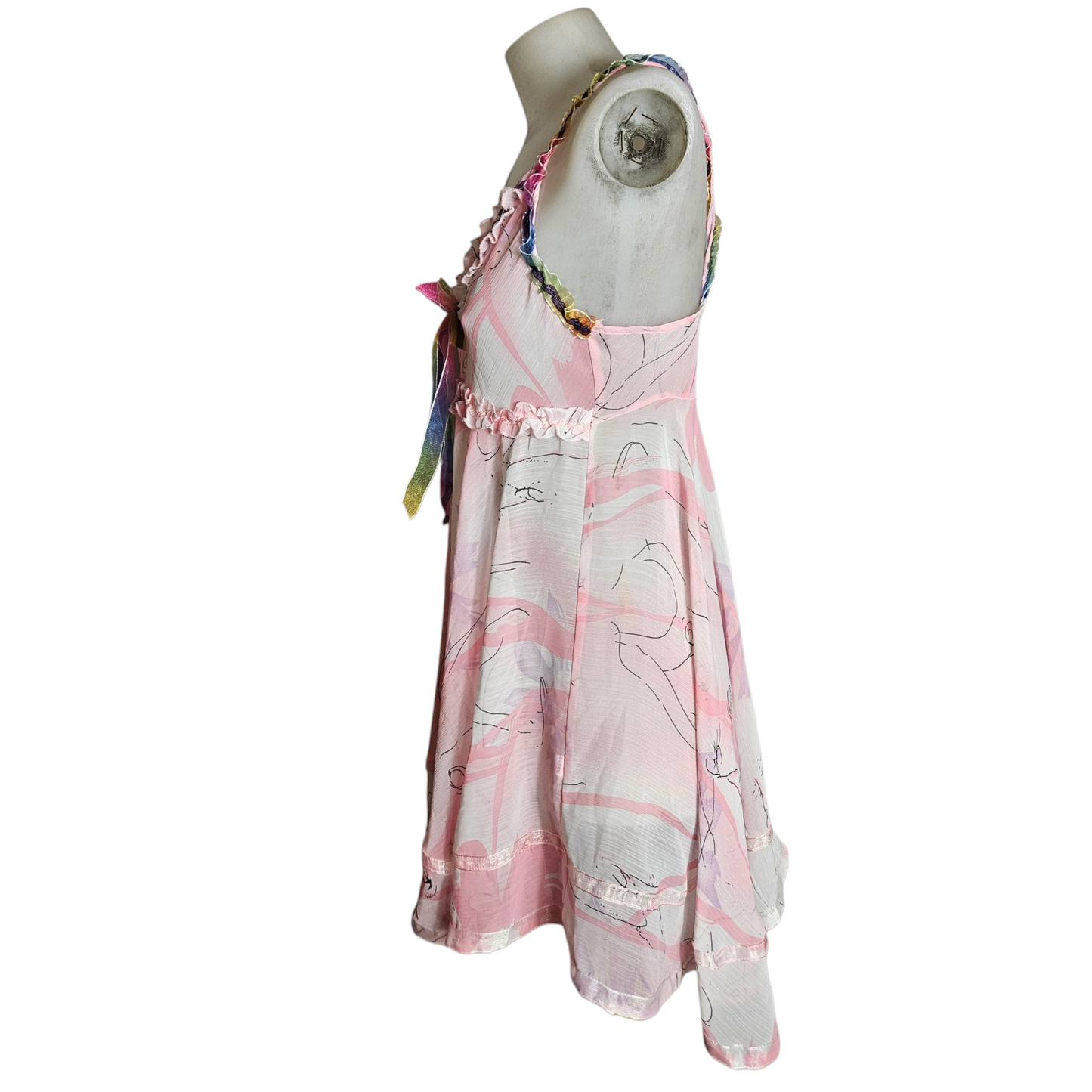 Robe babydoll transparente en voile rose