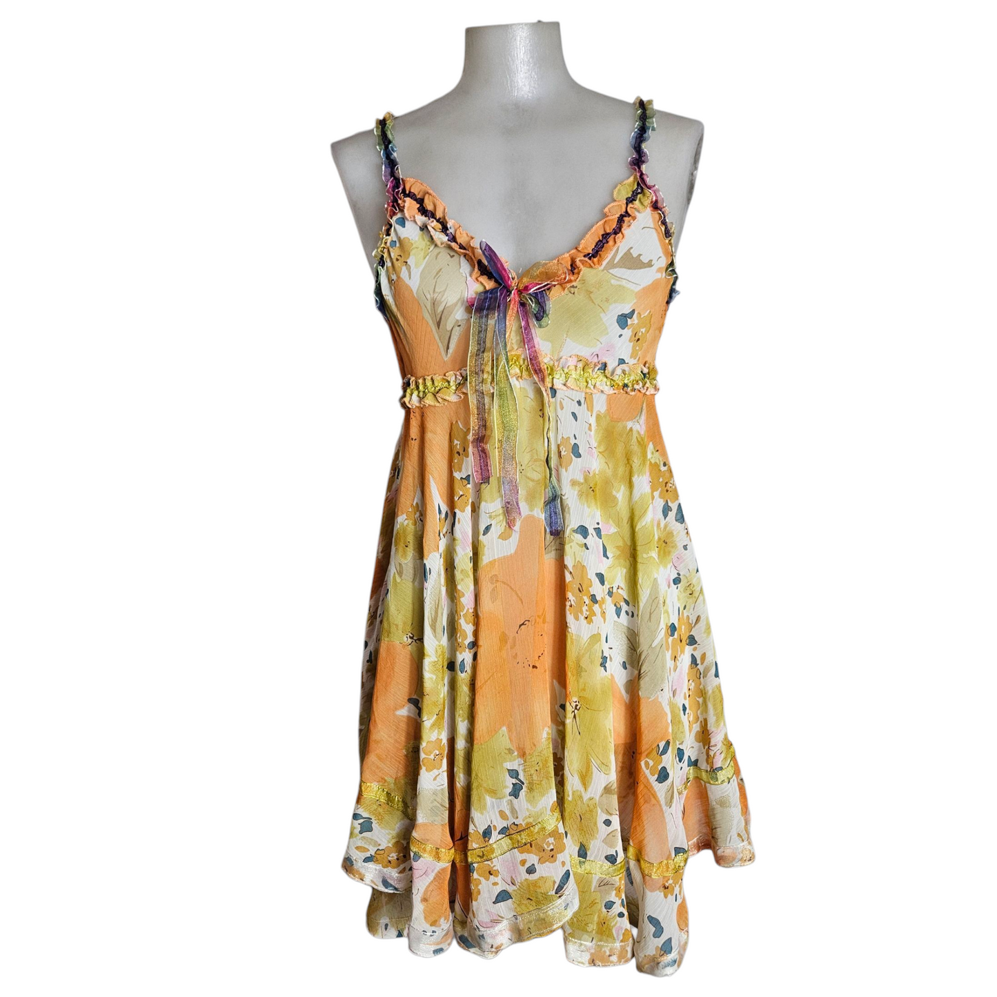Robe babydoll en voile orange