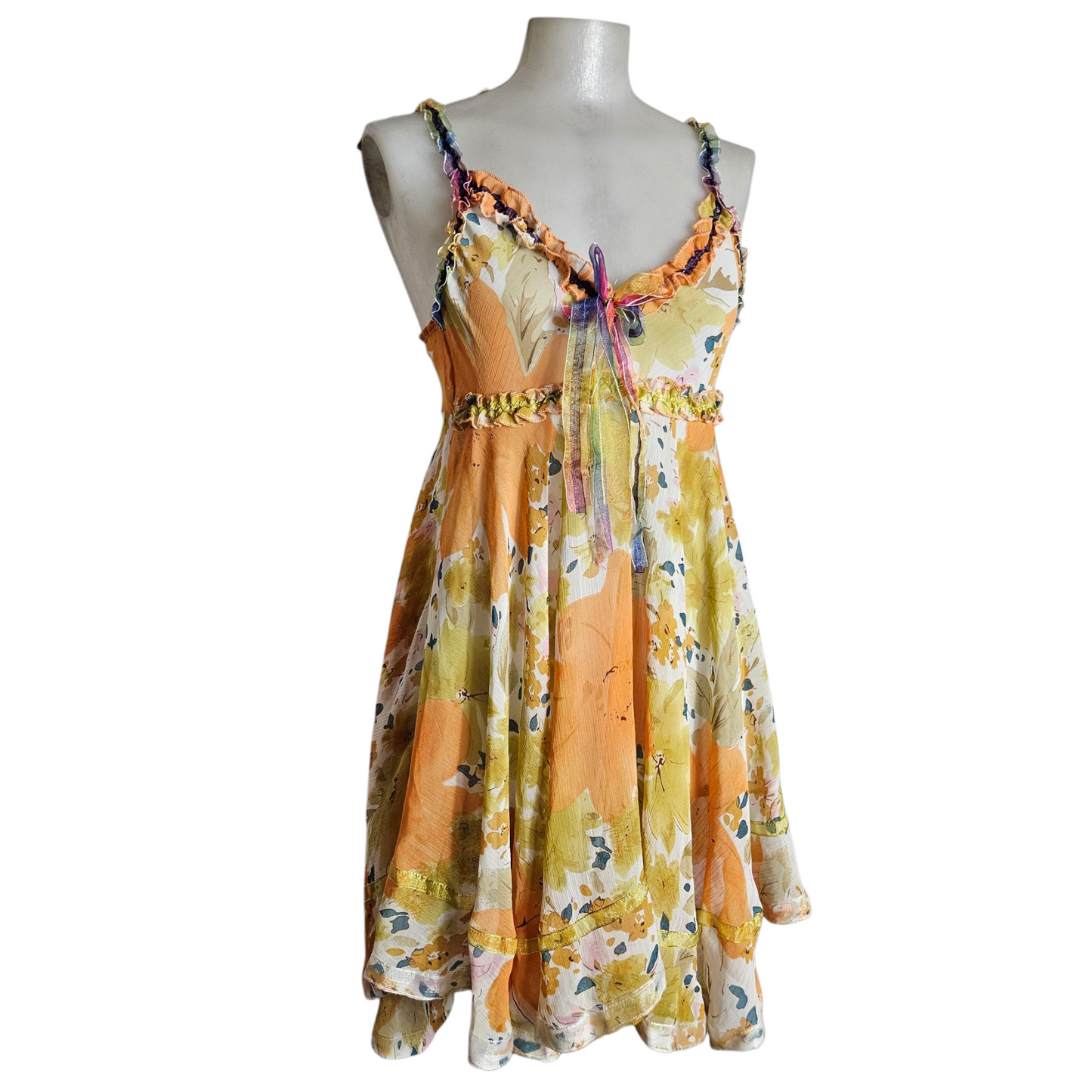 Robe babydoll en voile orange