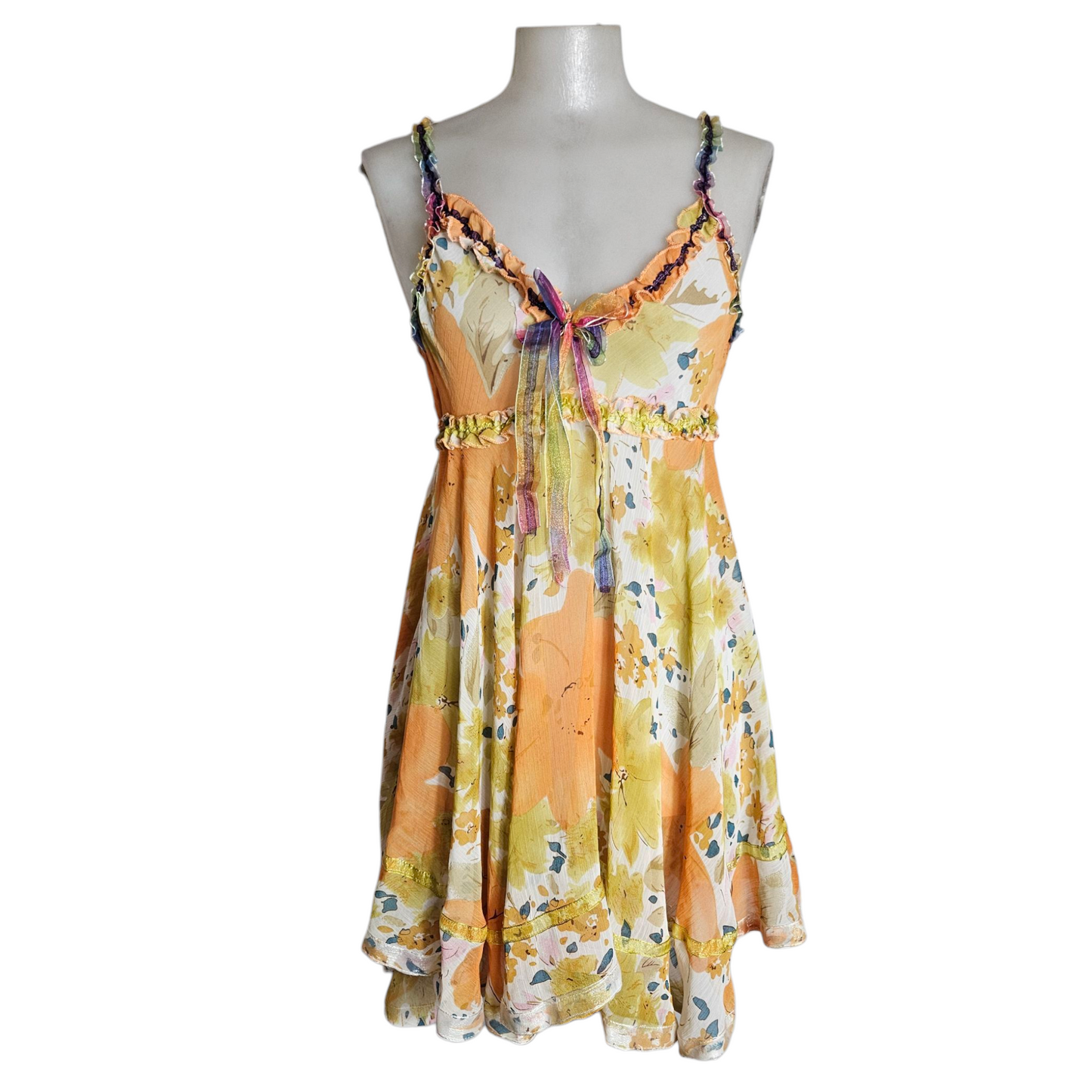 Robe babydoll en voile orange