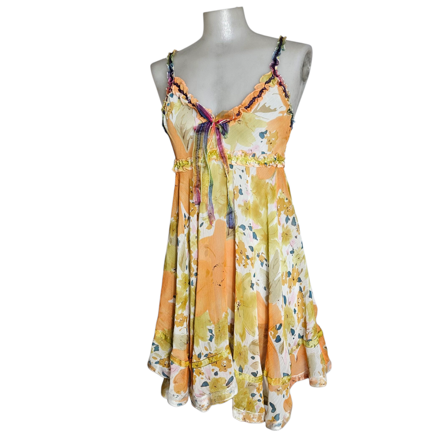 Robe babydoll en voile orange