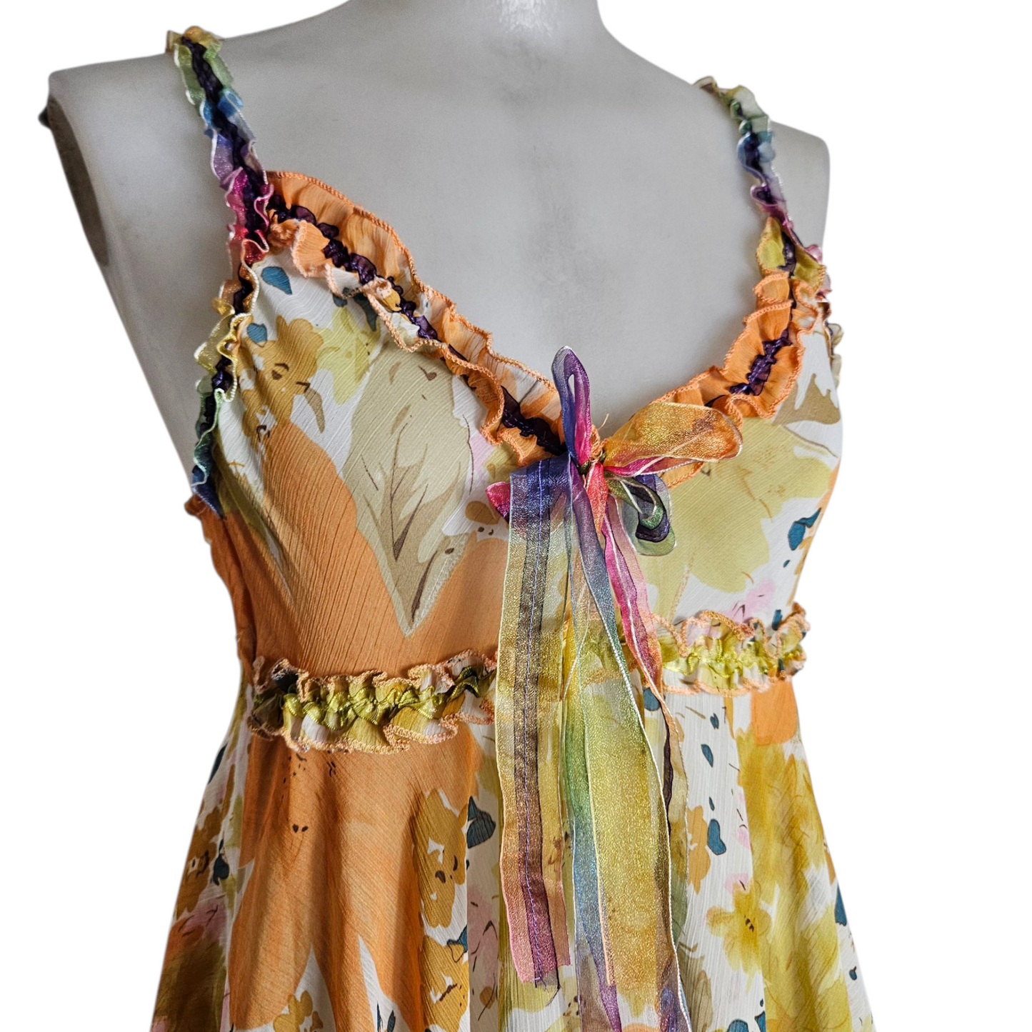 Robe babydoll en voile orange