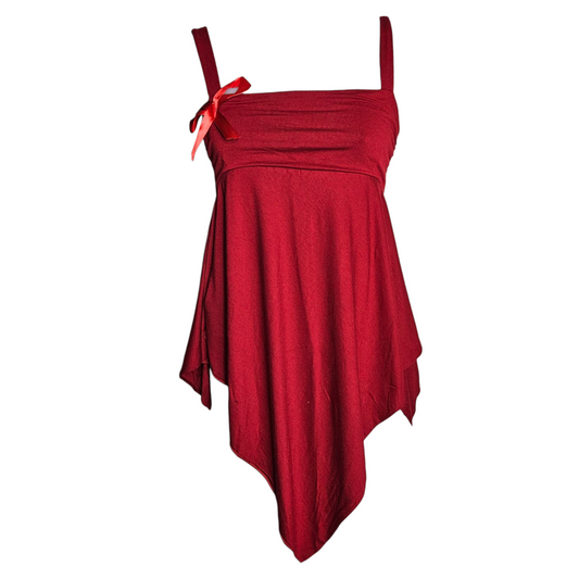 Haut asymétrique rouge détails noeud