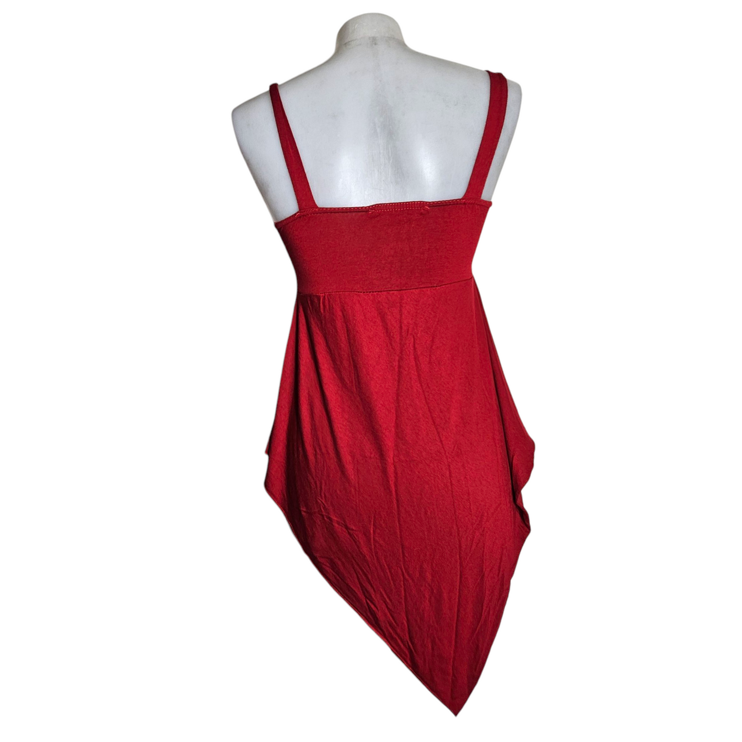 Haut asymétrique rouge détails noeud