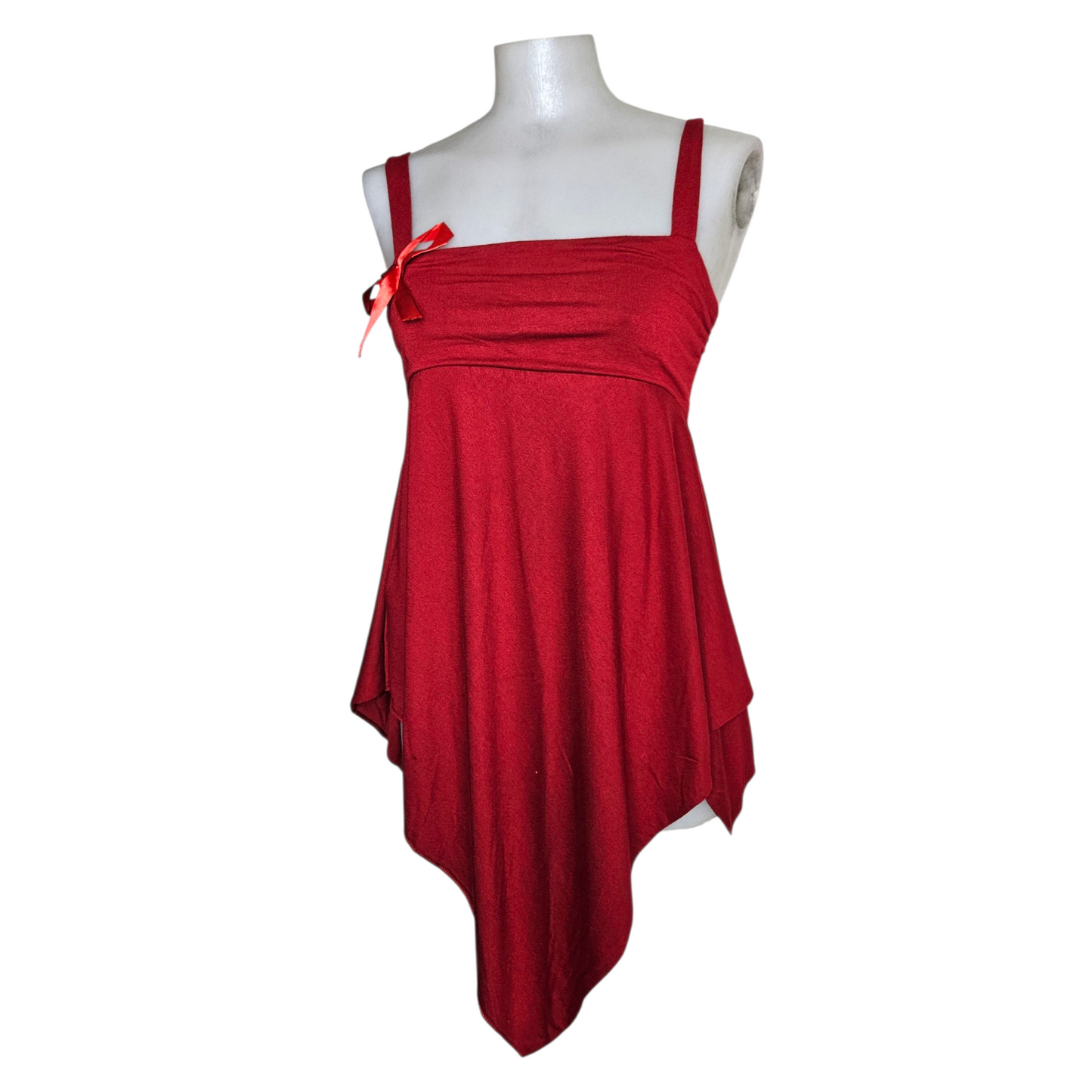 Haut asymétrique rouge détails noeud