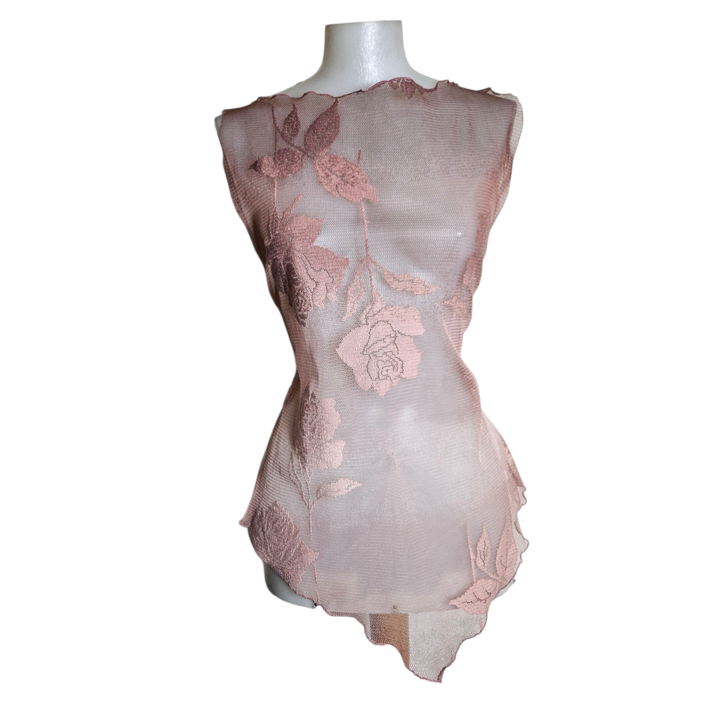 Haut en résille à motif floral