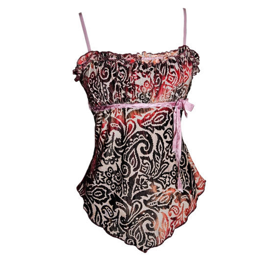 Asymmetrical arabesque top in short velvet