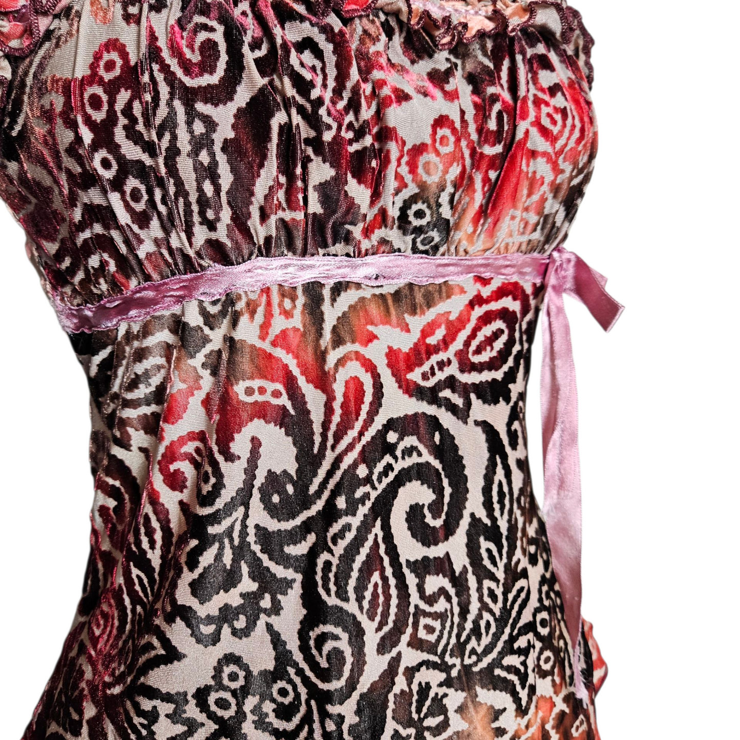 Asymmetrical arabesque top in short velvet