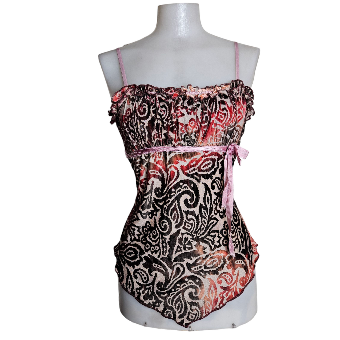 Asymmetrical arabesque top in short velvet
