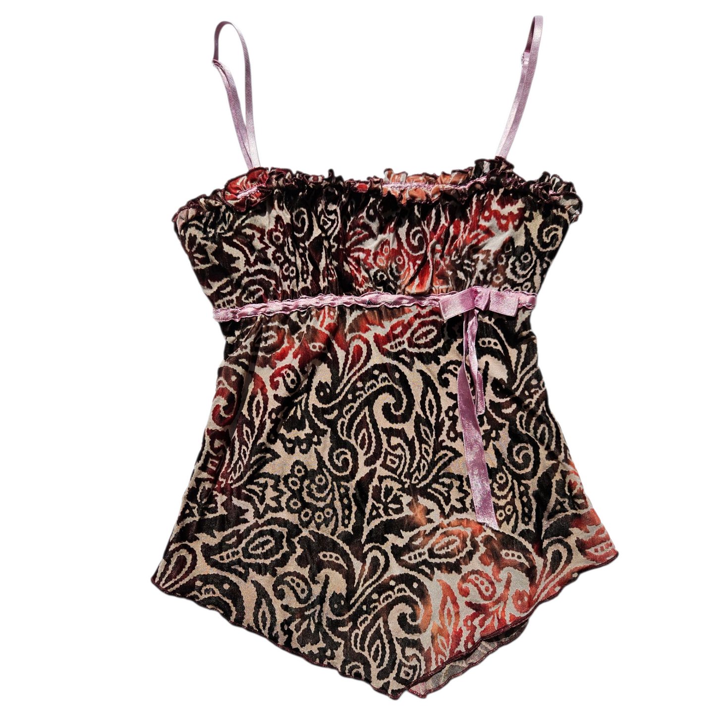 Asymmetrical arabesque top in short velvet
