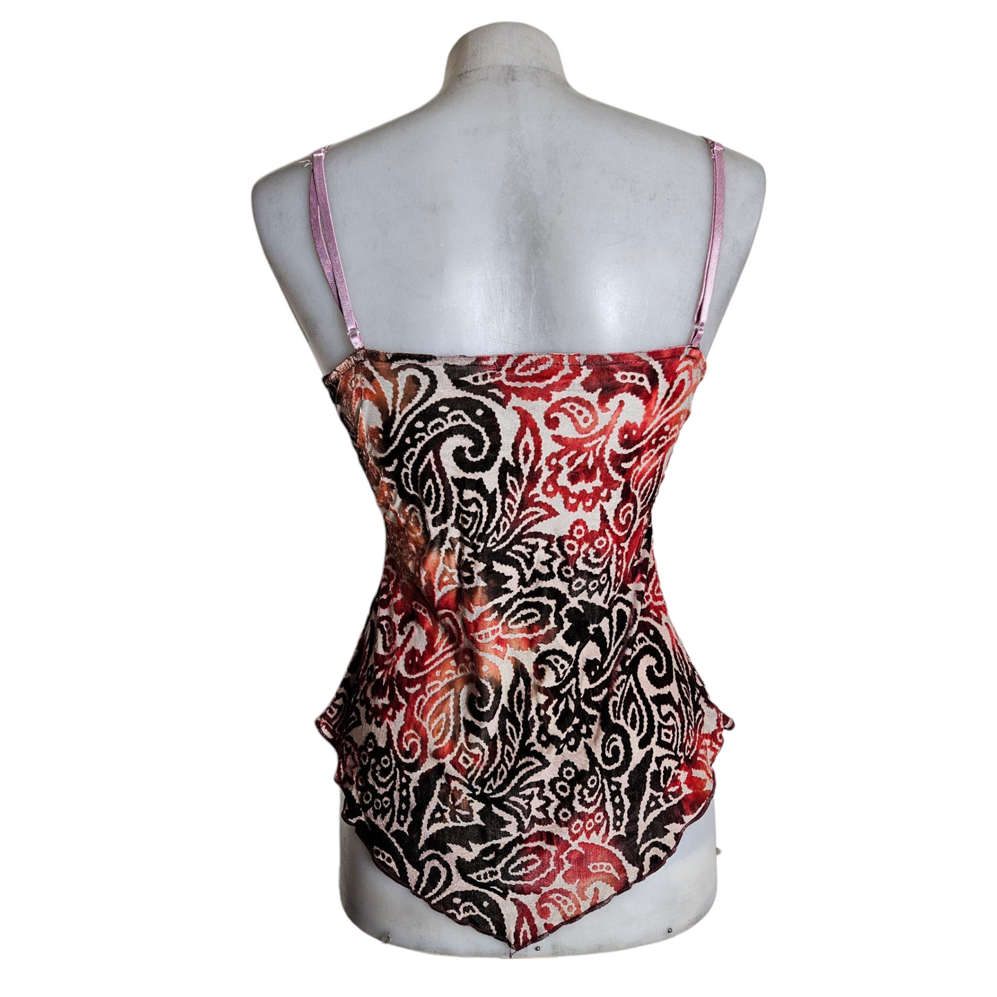 Asymmetrical arabesque top in short velvet