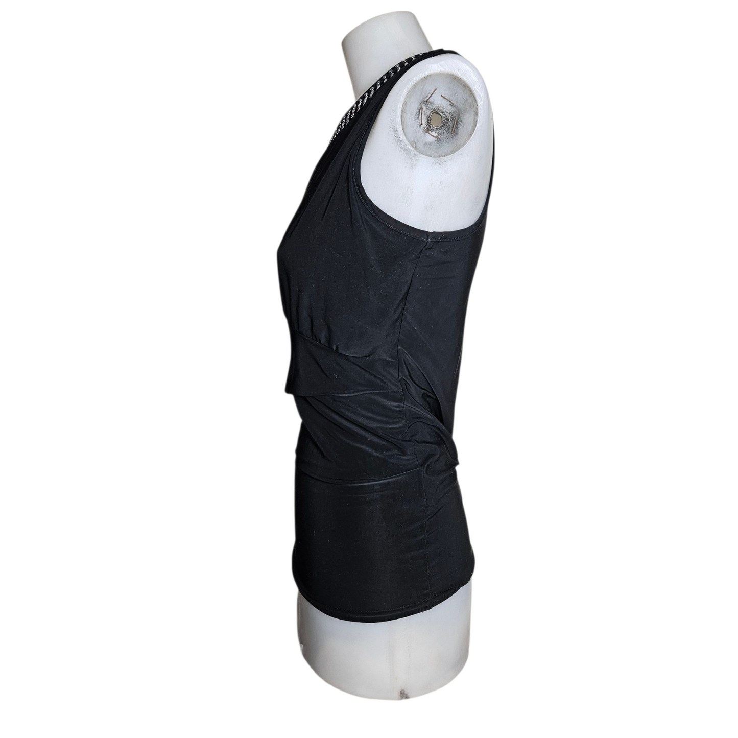 Black asymmetrical top with rhinestones