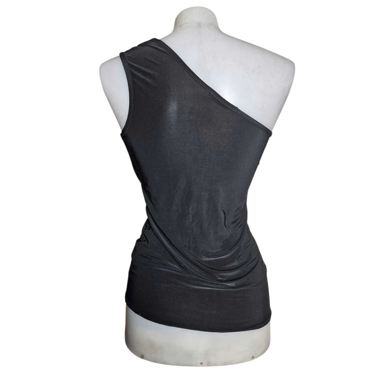 Black asymmetrical top with rhinestones