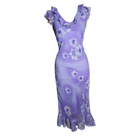 Lilac floral ruffle dress