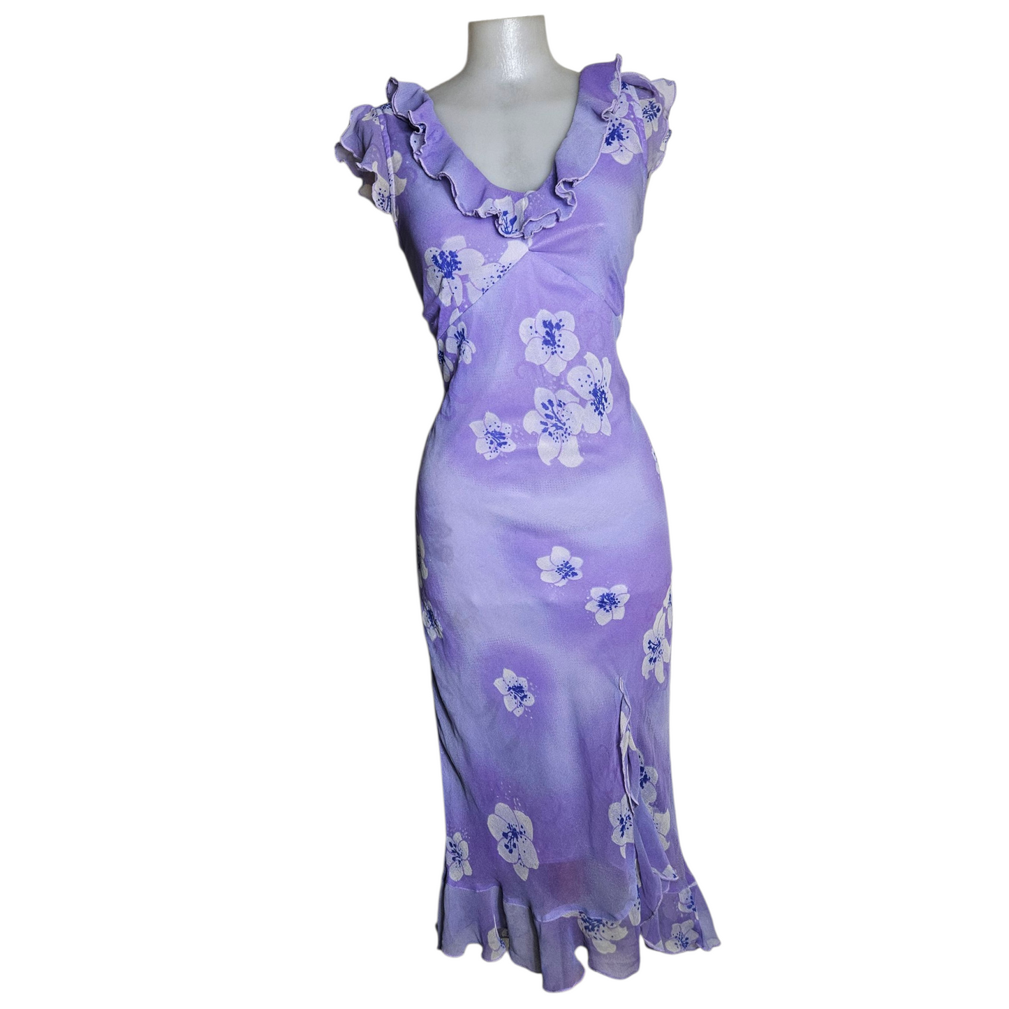 Lilac floral ruffle dress
