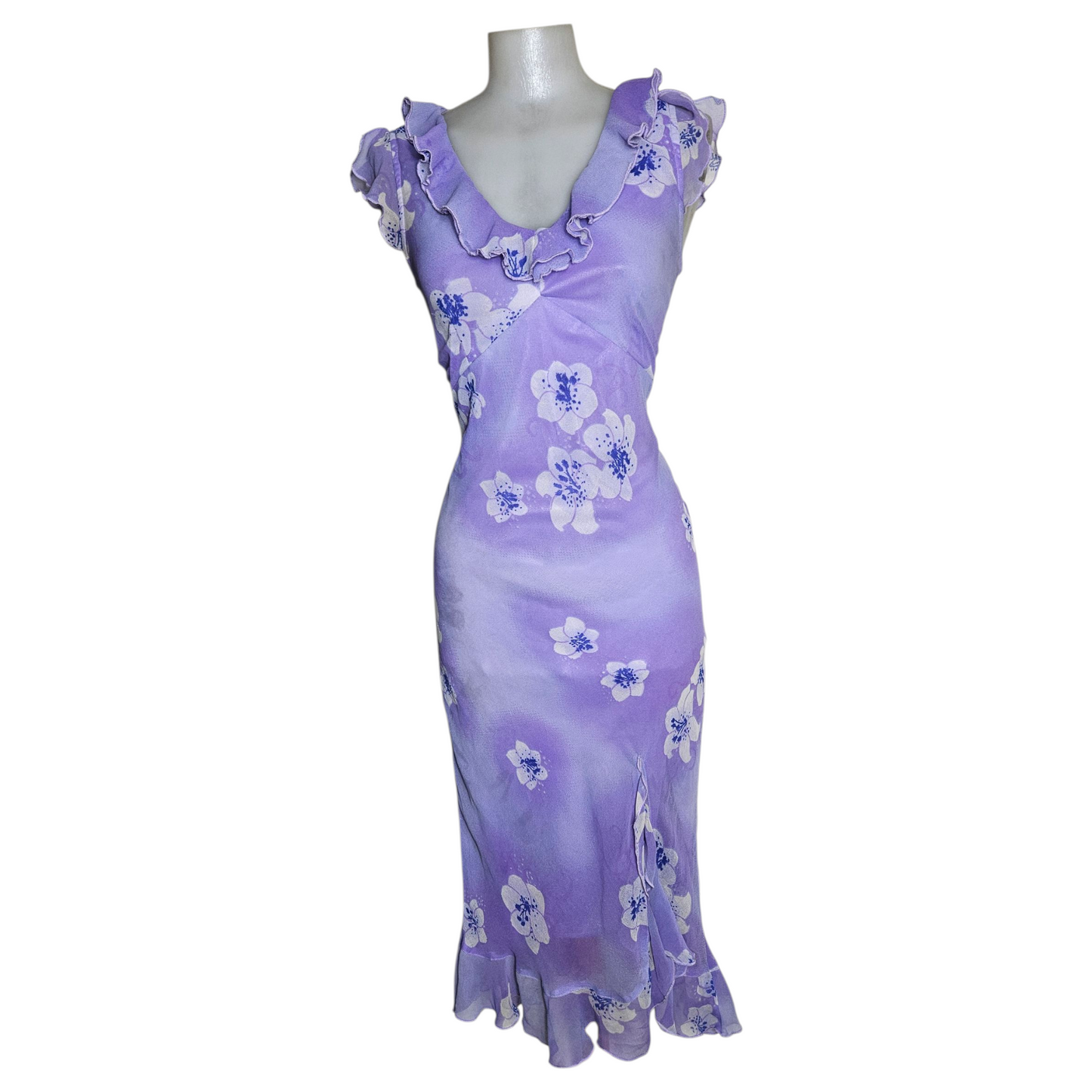 Lilac floral ruffle dress