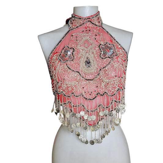 Dos nu brodé de perles et sequins