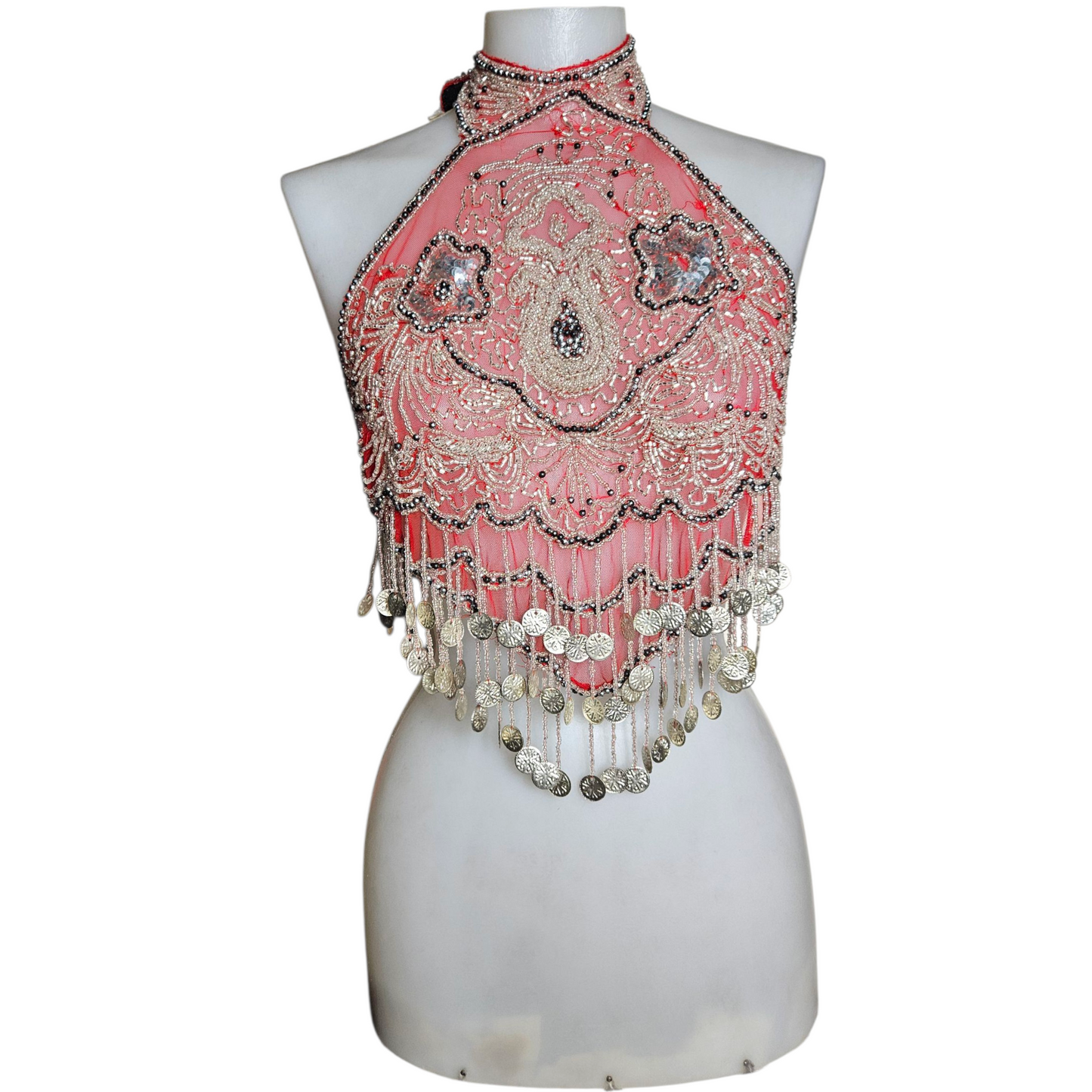 Dos nu brodé de perles et sequins