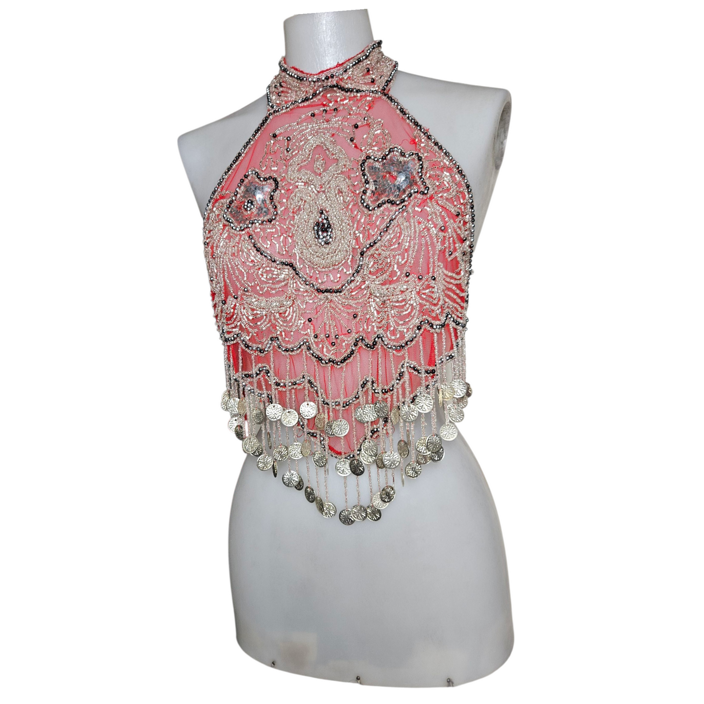 Dos nu brodé de perles et sequins