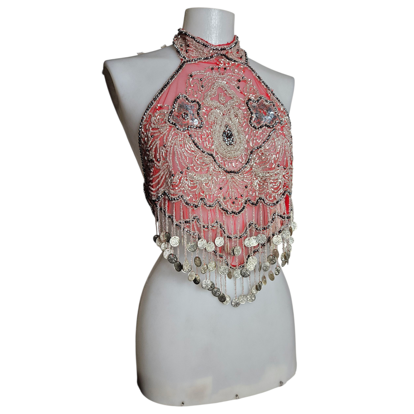 Dos nu brodé de perles et sequins
