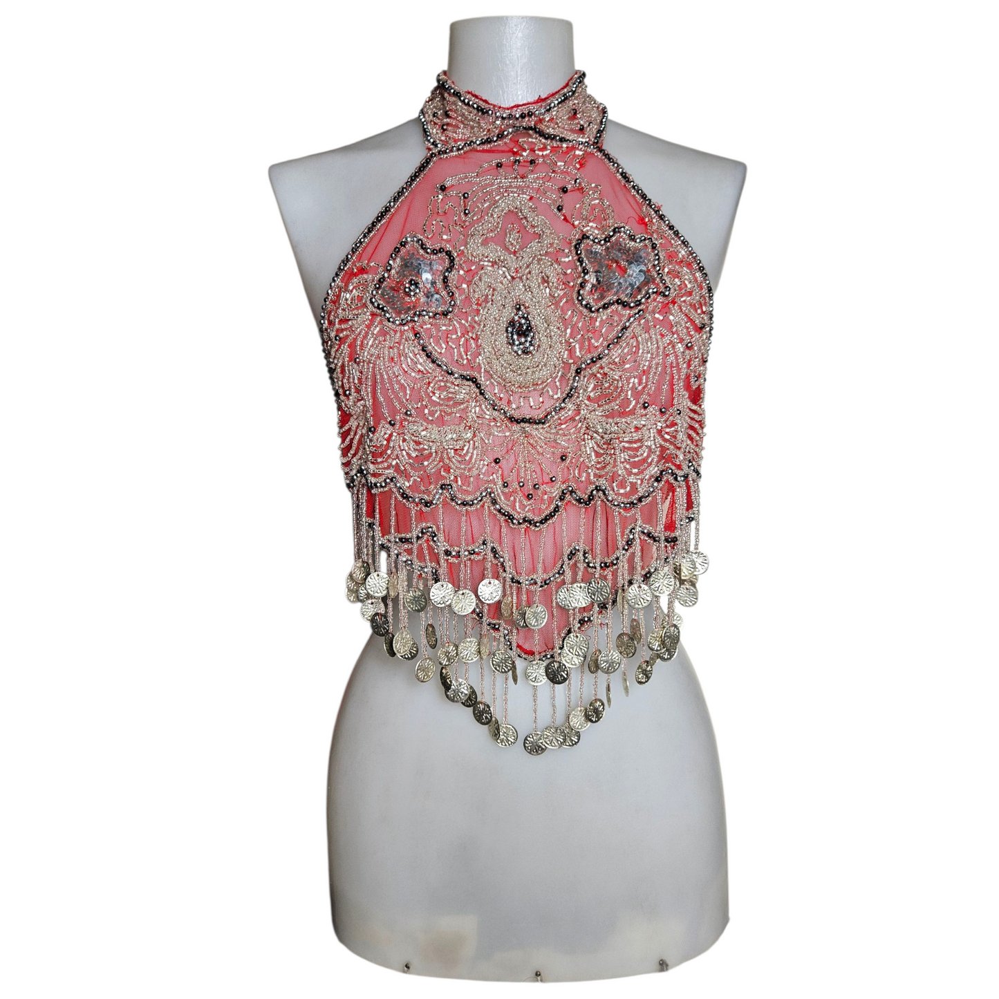 Dos nu brodé de perles et sequins