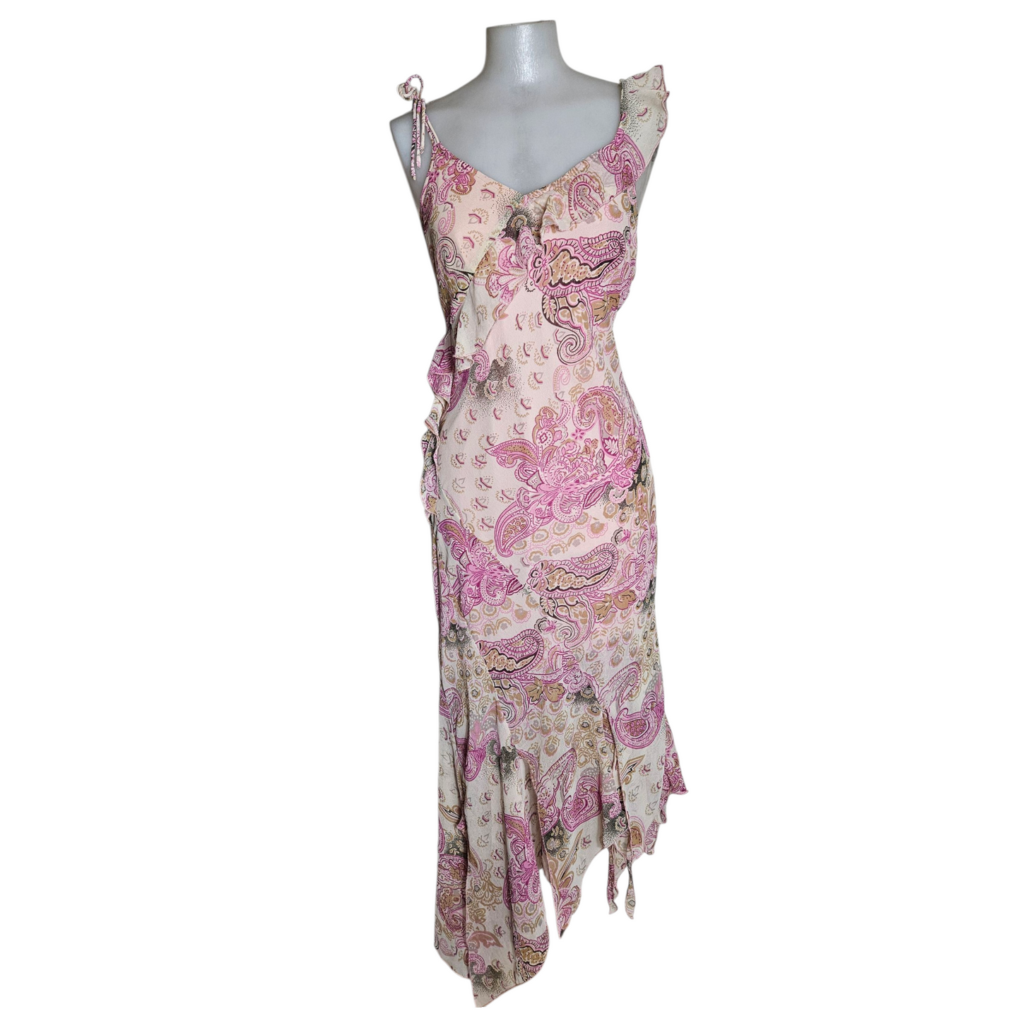 Asymmetrical floral ruffle dress