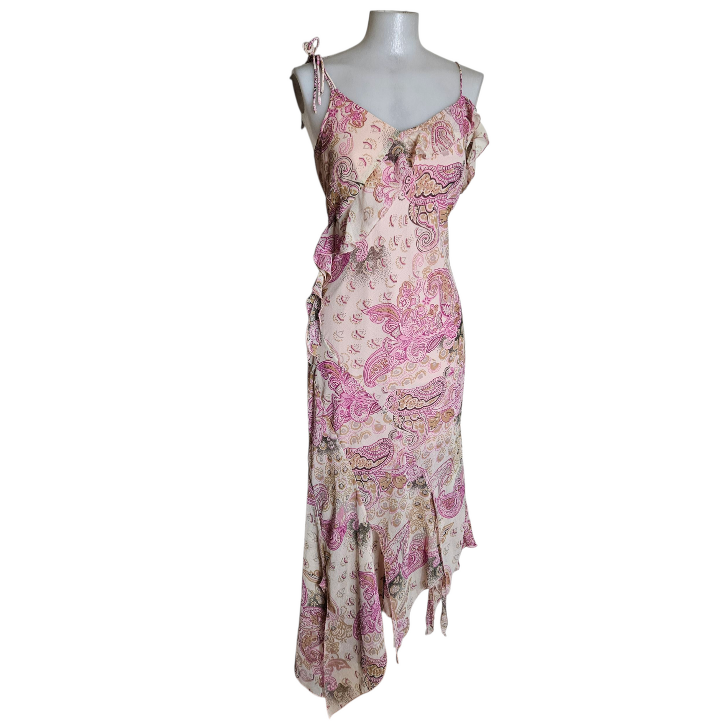Asymmetrical floral ruffle dress
