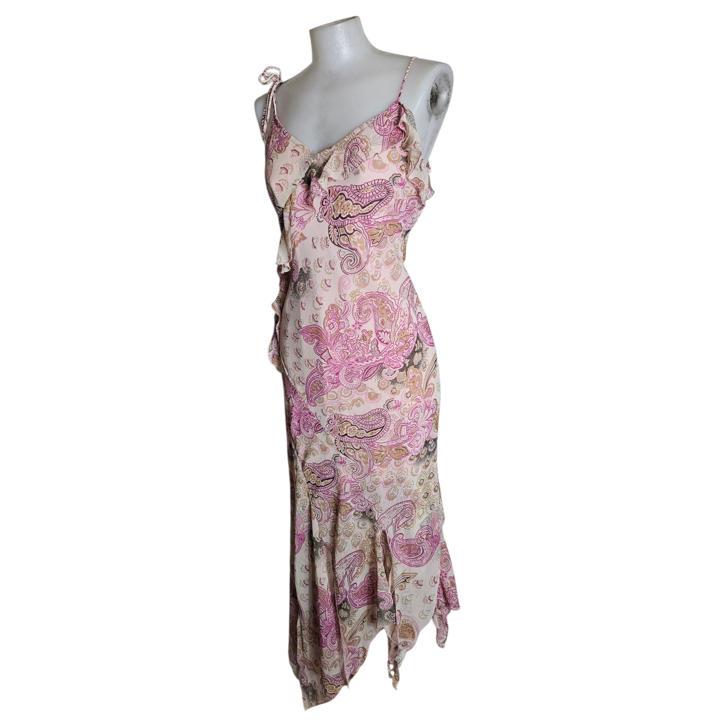 Asymmetrical floral ruffle dress
