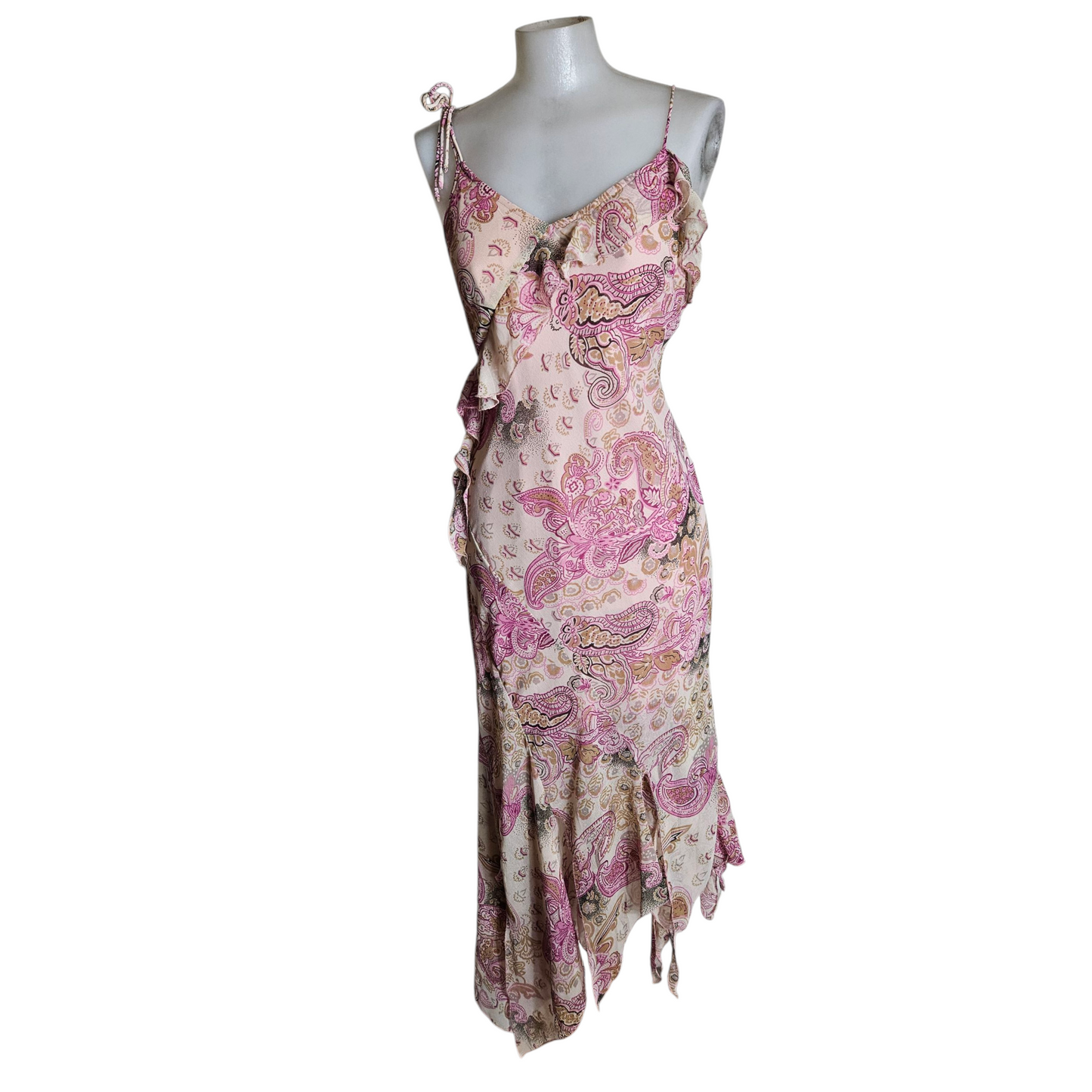 Asymmetrical floral ruffle dress