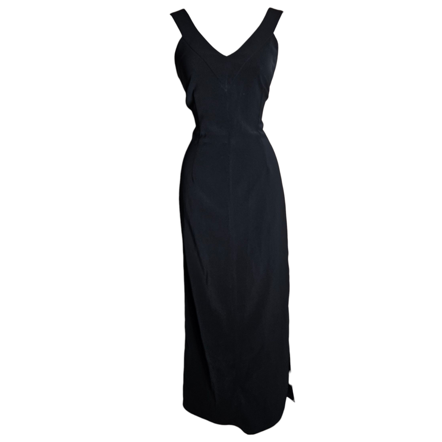 Black maxi dress with V-neck