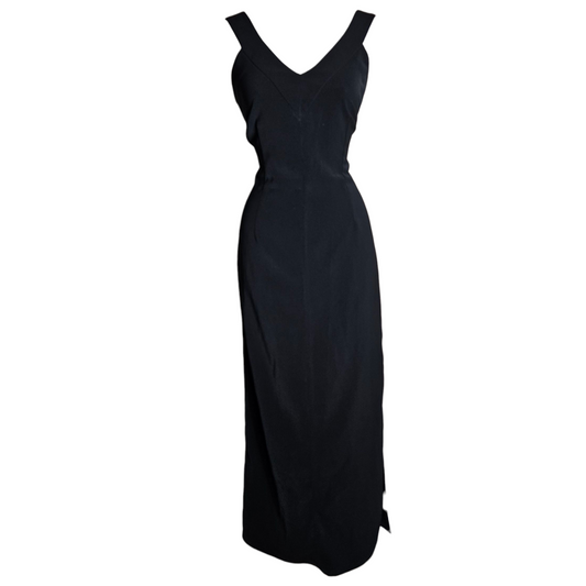 Black maxi dress with V-neck