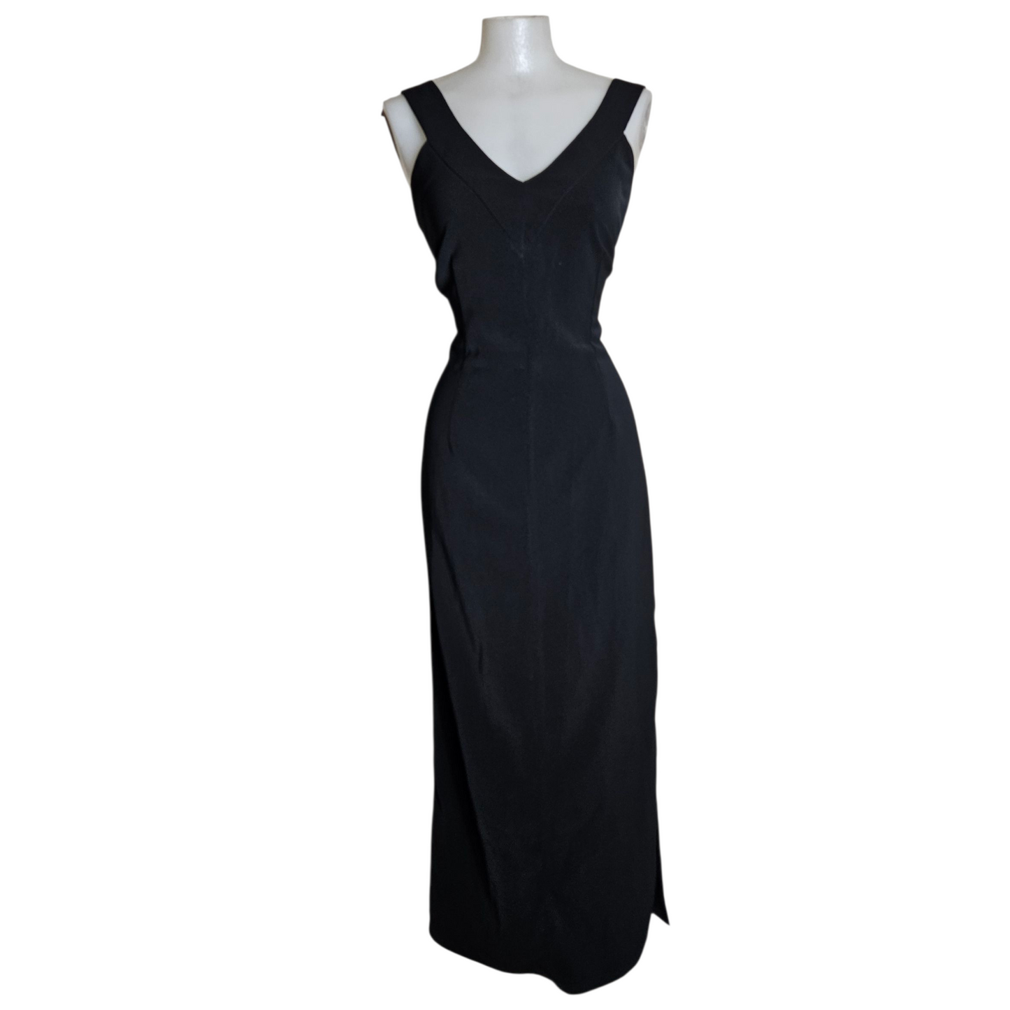 Black maxi dress with V-neck