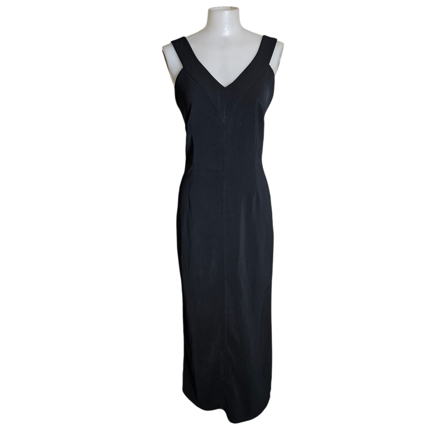 Black maxi dress with V-neck