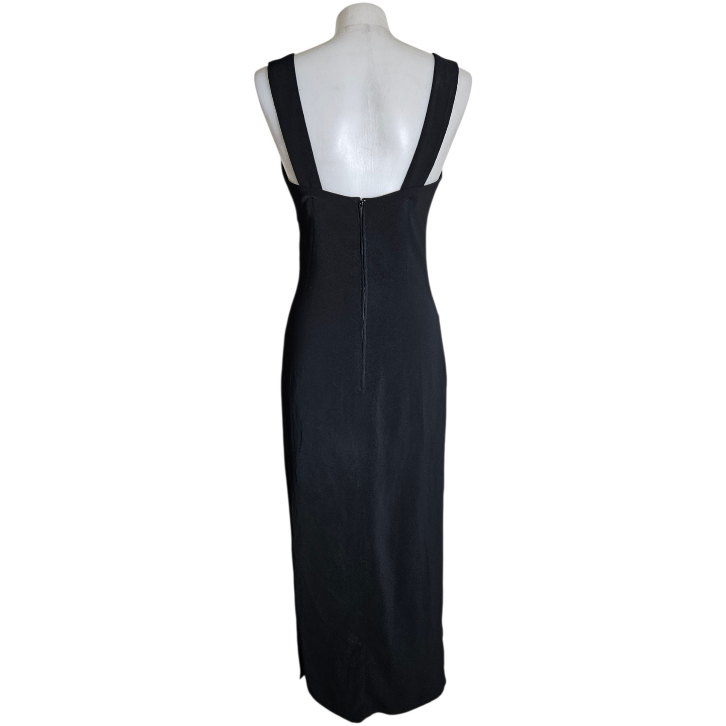 Black maxi dress with V-neck