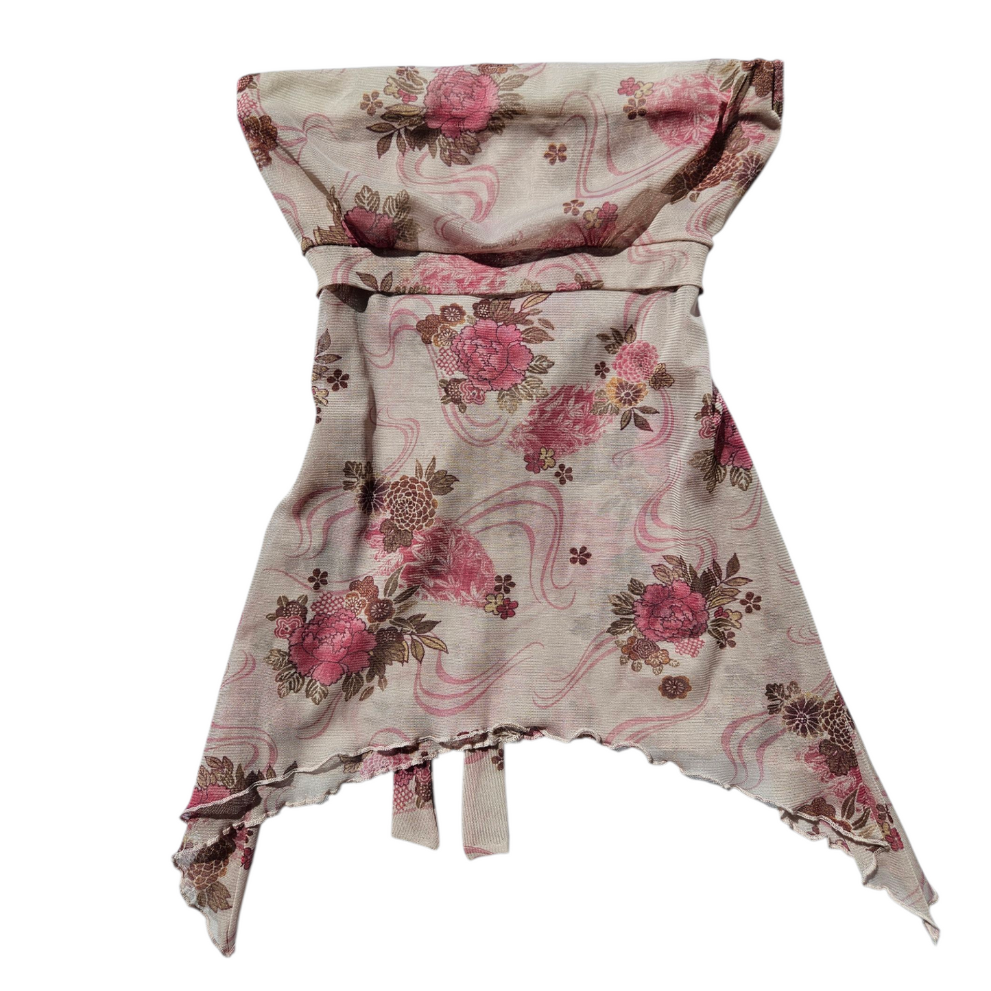 Strapless floral voile top