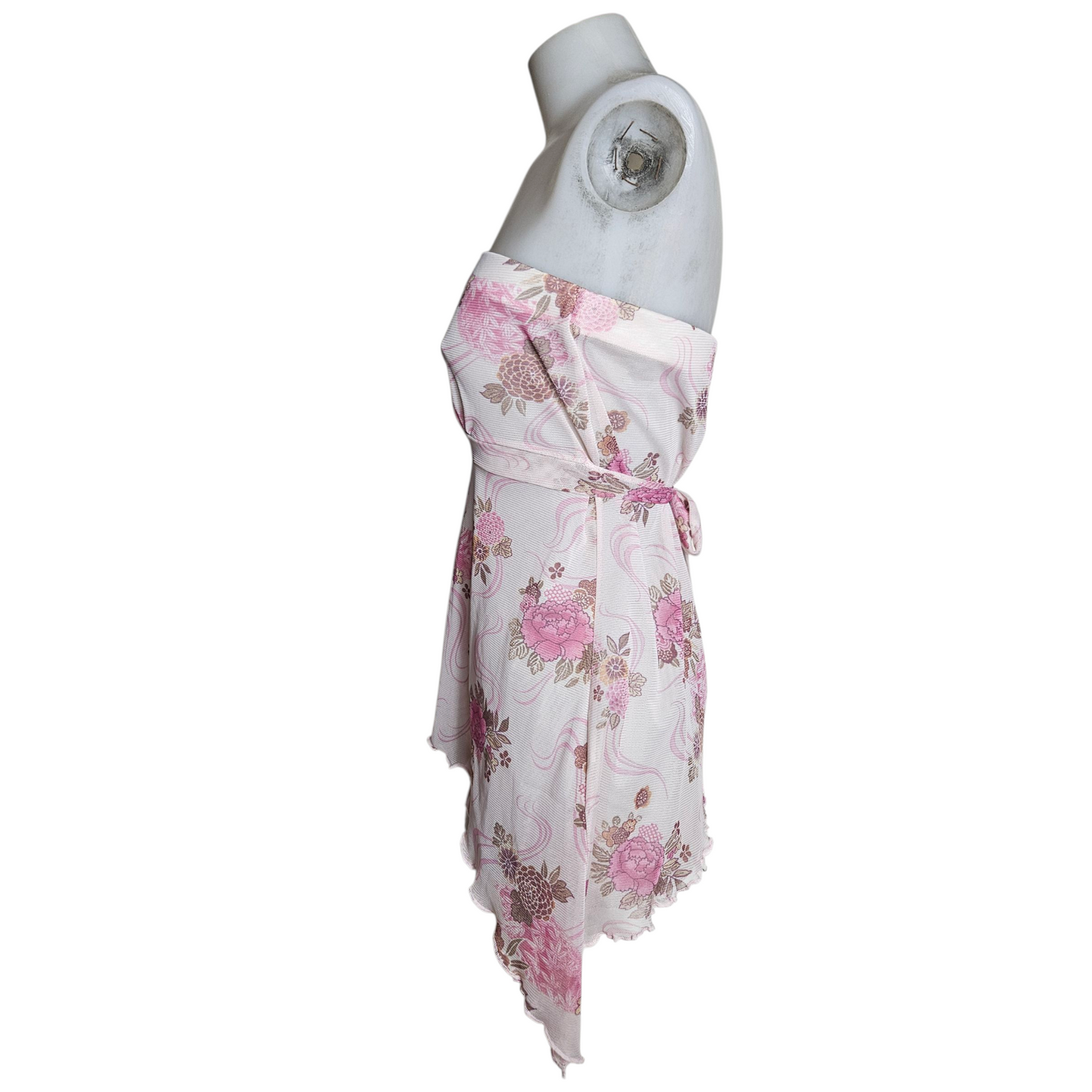 Strapless floral voile top