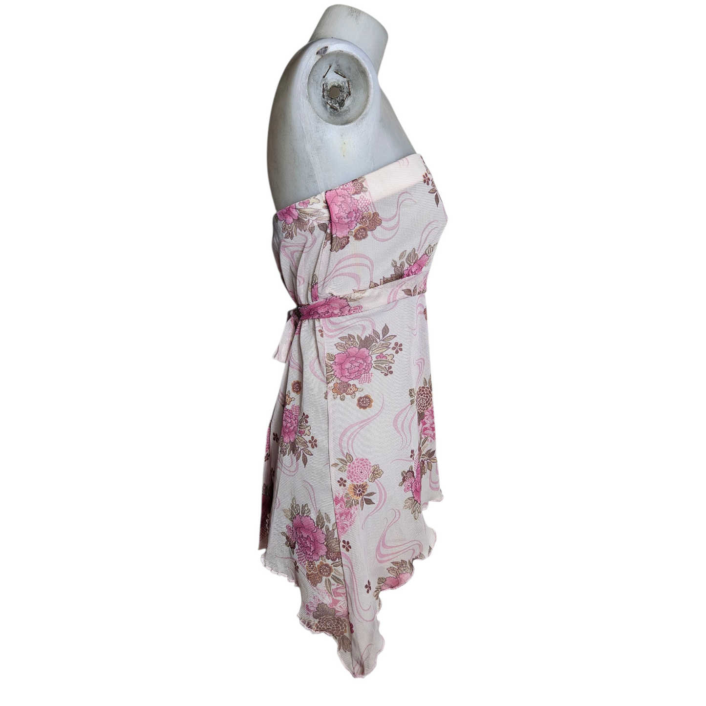 Strapless floral voile top