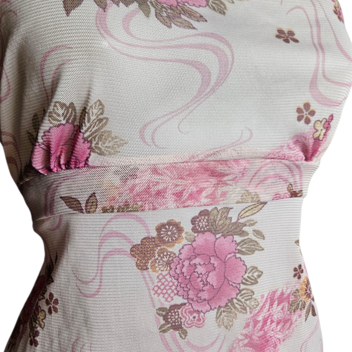 Strapless floral voile top