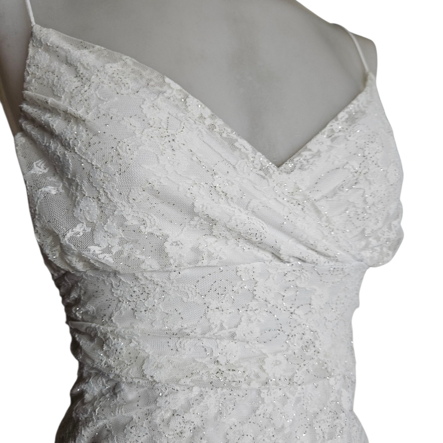 White asymmetrical sequin top